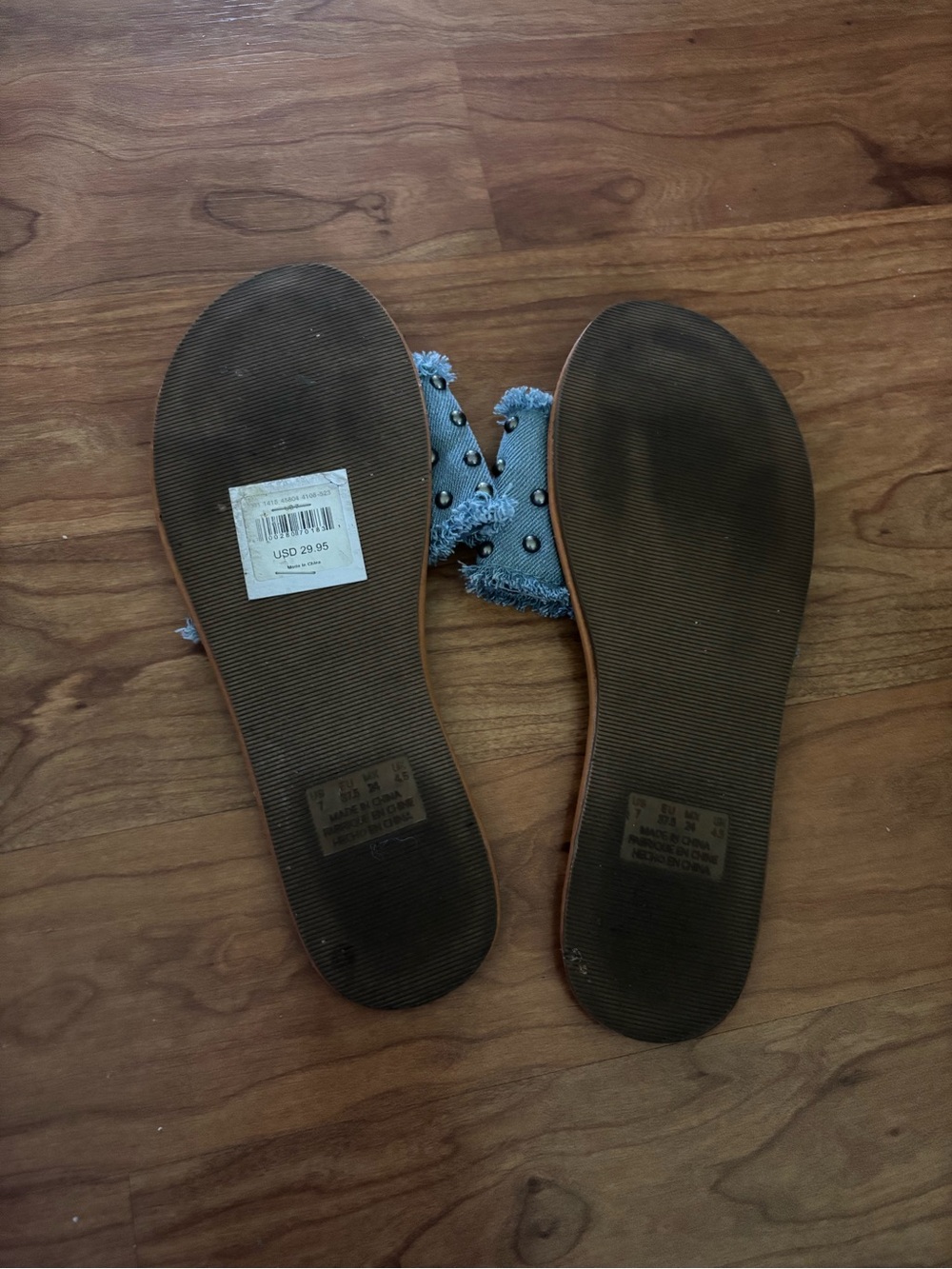 American Eagle Denim Blue Studded Slide Sandals - Women - Picture 4 of 5